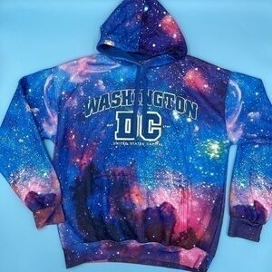 Vintage Washington DC Embroidered Space Print All Over Hoodie